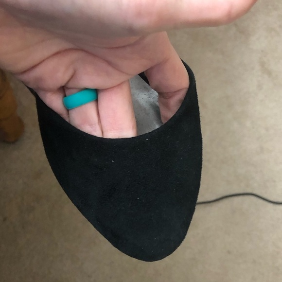 Steve Madden Luxe Black Suede Leather Fiona Grommet Ankle Strap Zip Heels Sz 7.5 - Picture 8 of 11